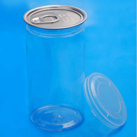 420Ml Clear Plastic Jars Cylinder Shape Transparent Body With Aluminium Lid
