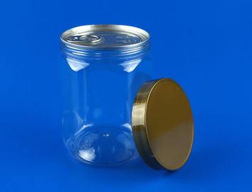 PET Plastic Food Storage Jars Cylinder Shape With Custom Color Cover 550Ml