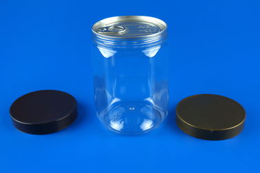 PET Plastic Food Storage Jars Cylinder Shape With Custom Color Cover 550Ml
