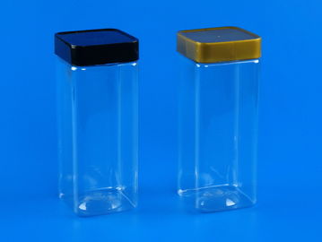 Colorful Cover Square Plastic Jars Environmentally Friendly 65 * 65 * 158MM