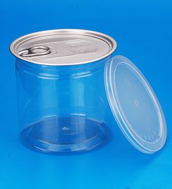Transparent Clear PET Jars , Aluminium Cover Ball Plastic Storage Caps