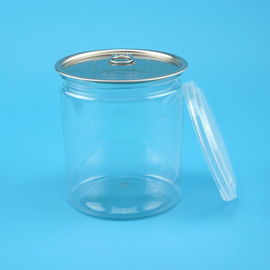 Food Grade Material Clear Plastic Jars With Aluminium Cover Water Resistance