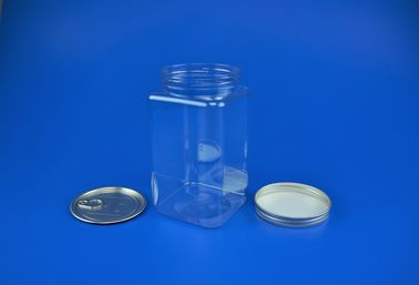 1111Ml Plastic Jars With Metal Lids Square Shape Food Grade PE Material