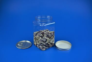 1111Ml Plastic Jars With Metal Lids Square Shape Food Grade PE Material