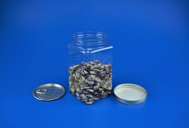 1111Ml Plastic Jars With Metal Lids Square Shape Food Grade PE Material