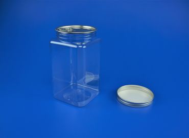 1111Ml Plastic Jars With Metal Lids Square Shape Food Grade PE Material