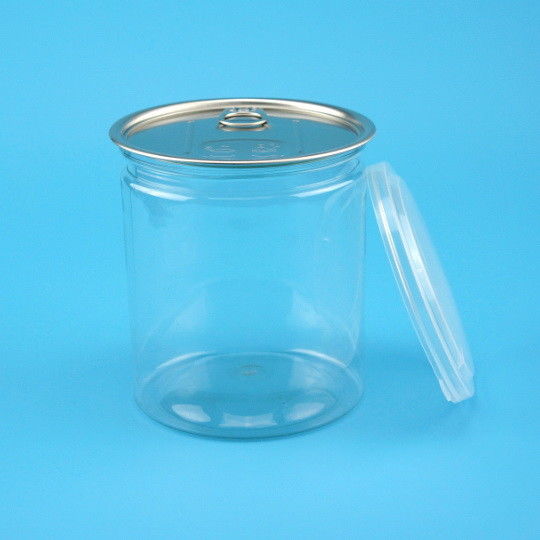 Food Grade Material Clear Plastic Jars With Aluminium Cover Water Resistance