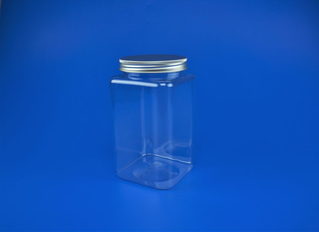 1111Ml Plastic Jars With Metal Lids Square Shape Food Grade PE Material