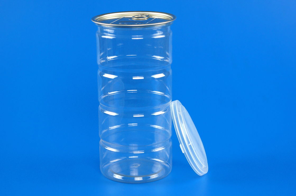 Large Transparent Plastic Jar With Aluminum Lid EOE / POE Sealing Type