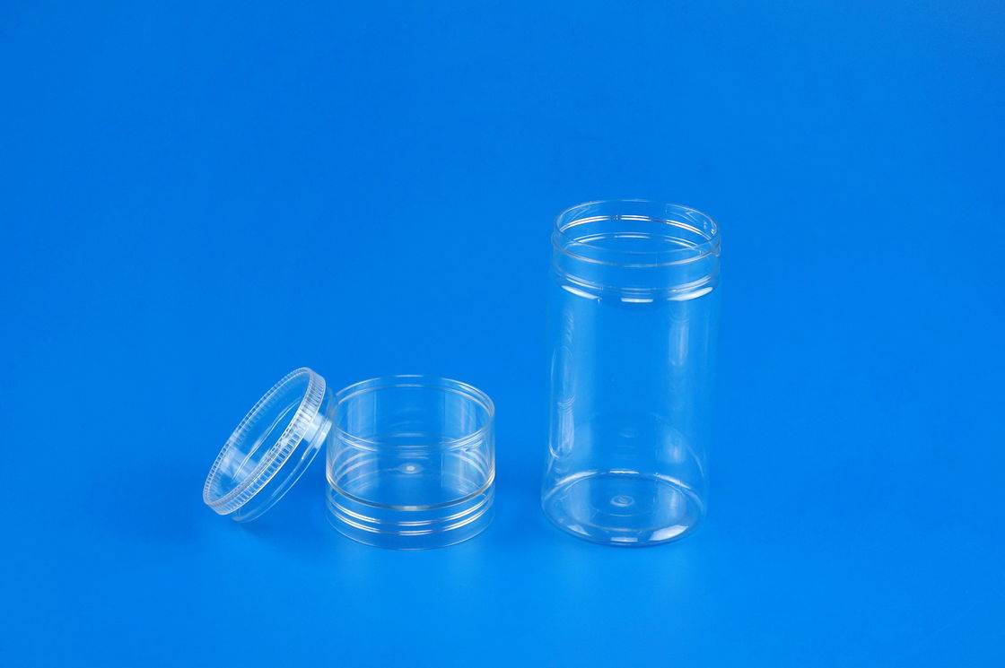 Cylinder Shape Plastic Screw Top Jars Transparent Color Food Grade Material