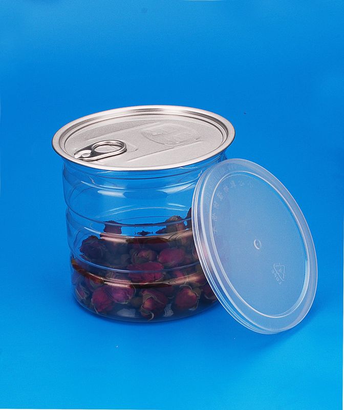 Round Leak Proof Bpa Free PET Plastic Jars Easy Open Ends 680ml Canned Food Packaging