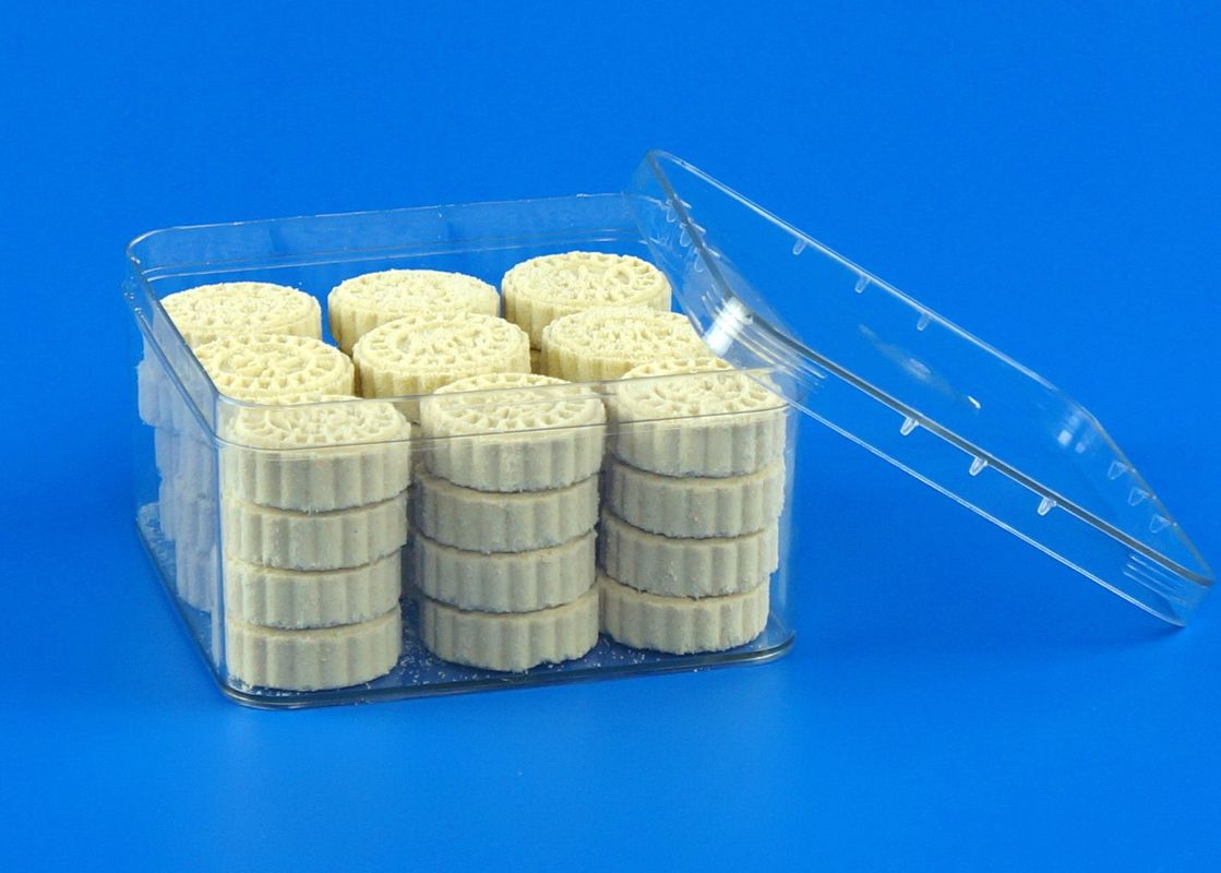 Transparent Square Plastic Jars , Food Grade PE Chocolate Storage Box